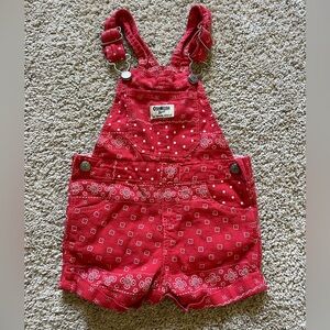 OshKosh B’Gosh Baby Toddler Overalls Size 18 Months Red Linen Casual Paisley